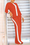 Yellow Fashion Casual Solid Patchwork O Neck Long Sleeve Two Pieces
