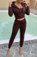 Brown Fashion Casual Solid Patchwork Hooded Collar Nine Points Sleeve Three Pieces