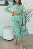 Blue Fashion Casual Solid Asymmetrical Hooded Collar Long Sleeve Two Pieces