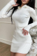 White Sexy Solid Patchwork Hooded Collar Pencil Skirt Dresses