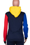 Royal Blue Casual Solid Patchwork Zipper Hooded Collar Tops