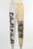 Yellow Fashion Street Print Patchwork High Waist Harlan Bottoms