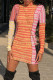 Red Fashion Elegant Striped Patchwork O Neck One Step Skirt Dresses