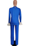 Yellow Fashion Casual Solid Patchwork O Neck Long Sleeve Two Pieces