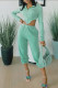 Blue Fashion Casual Solid Asymmetrical Hooded Collar Long Sleeve Two Pieces