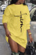Yellow Casual Print Patchwork O Neck Long Sleeve Dresses