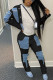 Black Street Solid Patchwork Turndown Collar Long Sleeve Two Pieces