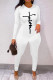 White Fashion Casual Print Basic O Neck Skinny Jumpsuits