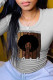 Grey Fashion Street Print Patchwork O Neck Tops