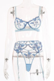 Baby Blue Fashion Sexy Print See-through Lingerie