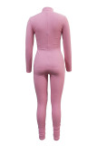 Pink Fashion Casual Solid Half A Turtleneck Jumpsuits