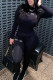 Black Fashion Casual Letter Basic O Neck Long Sleeve Two Pieces