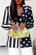 Black And White Fashion Casual Print Patchwork Turndown Collar Outerwear