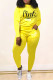 Yellow Fashion Casual Letter Print Basic O Neck Long Sleeve Two Pieces