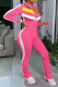 Pink Sexy Solid Patchwork Turndown Collar Skinny Jumpsuits