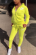 Yellow Casual Patchwork Print Solid Embroidered Hooded Collar Long Sleeve Two Pieces