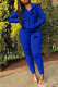 Blue Casual Patchwork Print Solid Embroidered Hooded Collar Long Sleeve Two Pieces