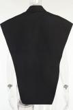 Red Yellow Sexy Print Hollowed Out Patchwork Buckle Asymmetrical Turndown Collar Tops