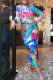 Multicolor Fashion Casual Print Basic O Neck Long Sleeve Dresses