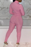 Pink Fashion Casual Solid Half A Turtleneck Jumpsuits