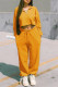 Yellow Casual Solid Patchwork Zipper Collar Long Sleeve Two Pieces