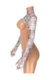 Multicolor Sexy Casual Print Hollowed Out Half A Turtleneck Long Sleeve Two Pieces