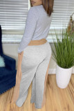 Camel Fashion Casual Patchwork Basic V Neck Long Sleeve Two Pieces
