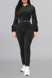 Red Casual Solid Patchwork Hooded Collar Long Sleeve Two Pieces