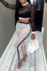 Black Sexy Patchwork Lace O Neck Long Sleeve Two Pieces