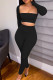 Black Sexy Casual Solid Basic Square Collar Long Sleeve Two Pieces