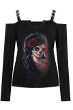 Multicolor Fashion Casual Print Patchwork V Neck Tops