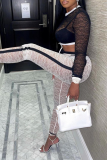 Black Sexy Patchwork Lace O Neck Long Sleeve Two Pieces
