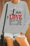 Grey Fashion Casual Letter Print Basic O Neck Tops