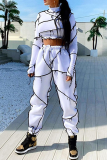 White Casual Solid Patchwork Half A Turtleneck Long Sleeve Two Pieces
