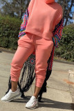 Pink Fashion Casual Solid Patchwork O Neck Long Sleeve Two Pieces