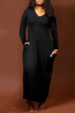 Red Fashion Casual Solid Patchwork V Neck One Step Skirt Dresses