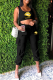 Black Casual Print Patchwork U Neck Sleeveless Two Pieces