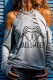 Grey Fashion Casual Print Patchwork O Neck Tops
