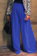 Blue Elegant Solid Patchwork Fold Straight High Waist Wide Leg Solid Color Bottoms