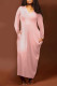 Pink Fashion Casual Solid Patchwork V Neck One Step Skirt Dresses