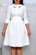 White Casual Embroidery Patchwork O Neck Cake Skirt Dresses