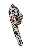 Leopard Print Fashion Sexy Print Patchwork Turndown Collar Tops