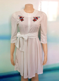 Green Casual Embroidery Patchwork O Neck Cake Skirt Dresses