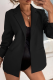 Black Casual Solid Patchwork Turndown Collar Outerwear