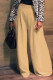 Khaki Elegant Solid Patchwork Fold Straight High Waist Wide Leg Solid Color Bottoms