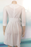 Green Casual Embroidery Patchwork O Neck Cake Skirt Dresses