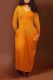 Orange Fashion Casual Solid Patchwork V Neck One Step Skirt Dresses