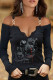 Black Gray Fashion Casual Print Patchwork V Neck Tops
