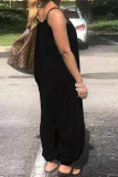 Wine Red Fashion Casual Spaghetti Strap Sleeveless Spaghetti Strap Loose Patchwork Jumpsuits