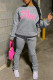 Grey Fashion Casual Letter Print Basic O Neck Long Sleeve Two Pieces